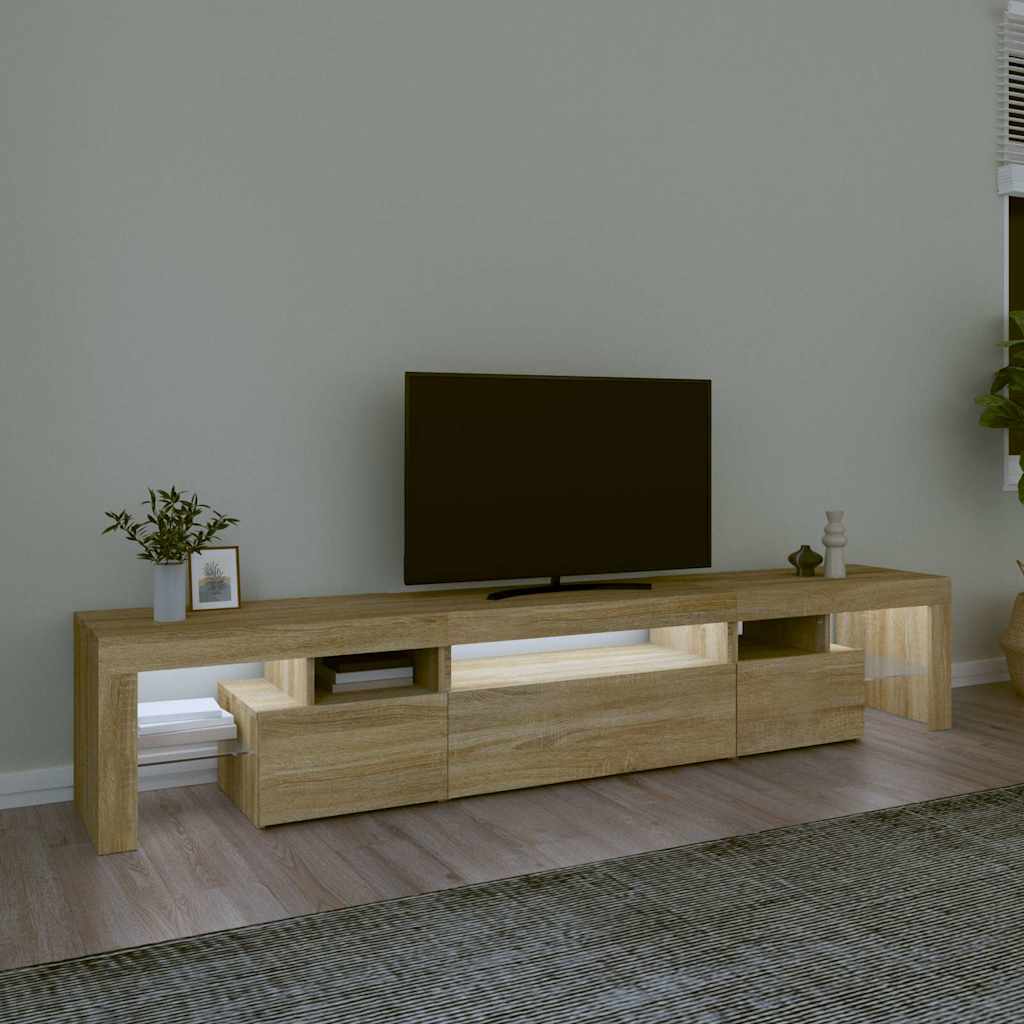 TV Cabinet with LED Lights Sonoma Oak 215x36,5x40 cm