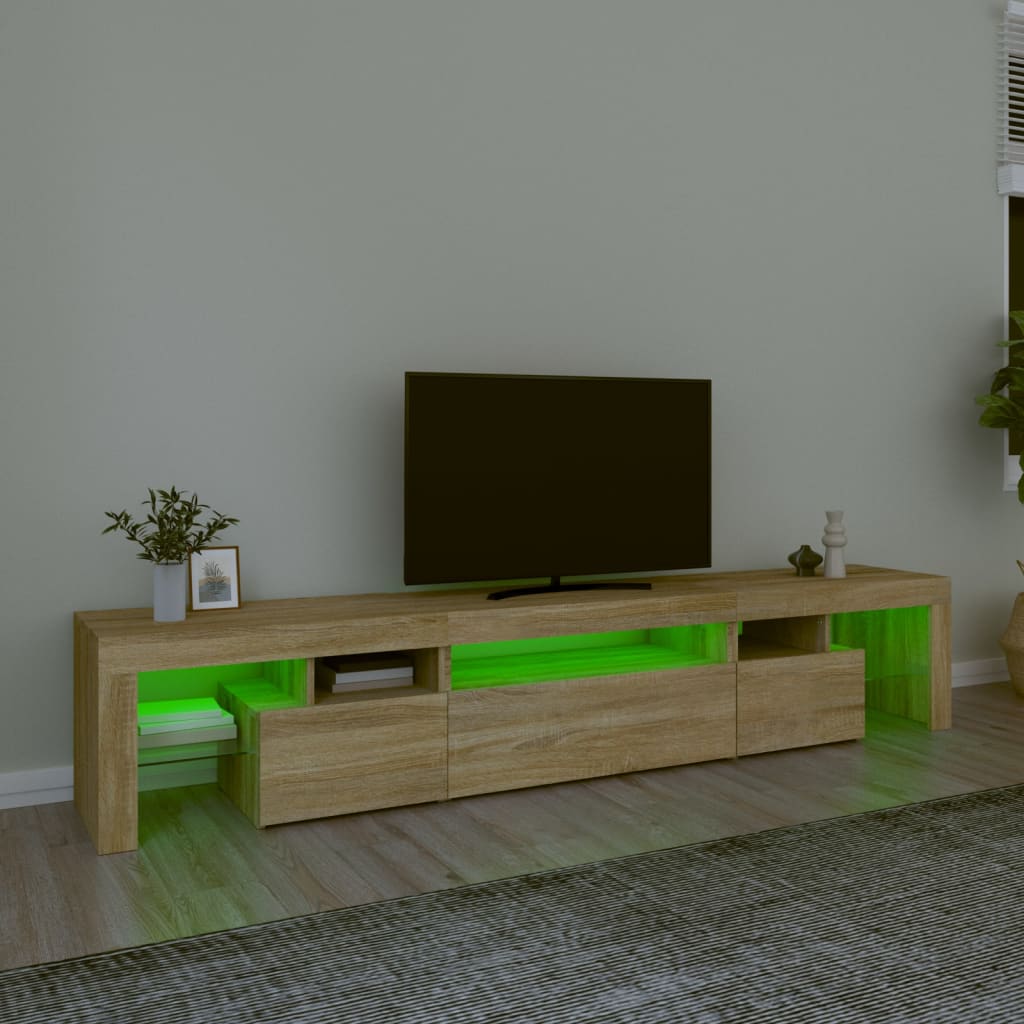 vidaXL TV Cabinet with LED Lights Sonoma Oak 215x36.5x40 cm