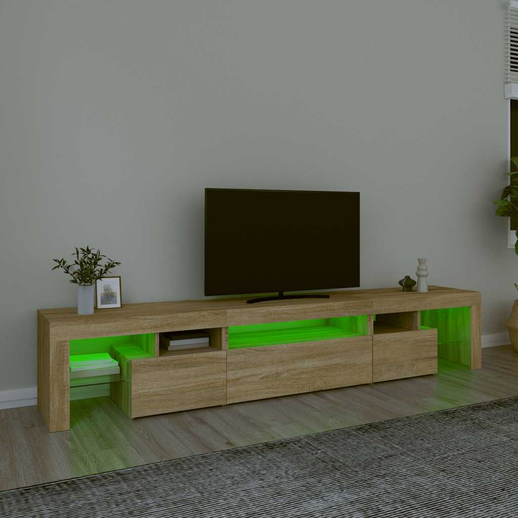 TV Cabinet with LED Lights Sonoma Oak 215x36,5x40 cm