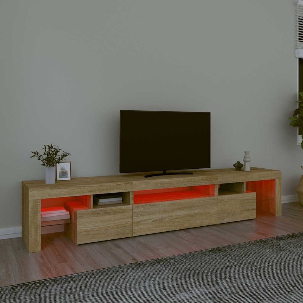 TV Cabinet with LED Lights Sonoma Oak 215x36,5x40 cm