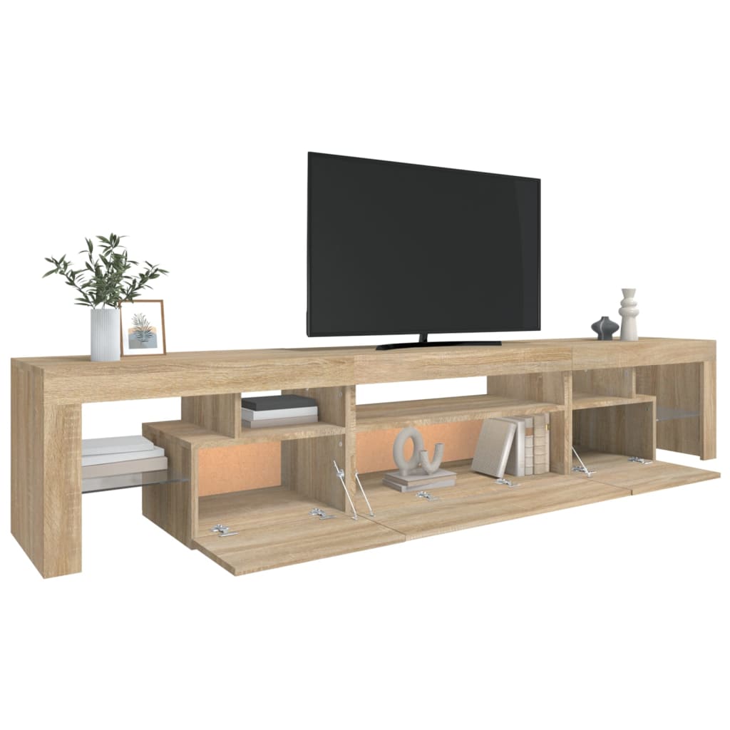 vidaXL TV Cabinet with LED Lights Sonoma Oak 215x36.5x40 cm