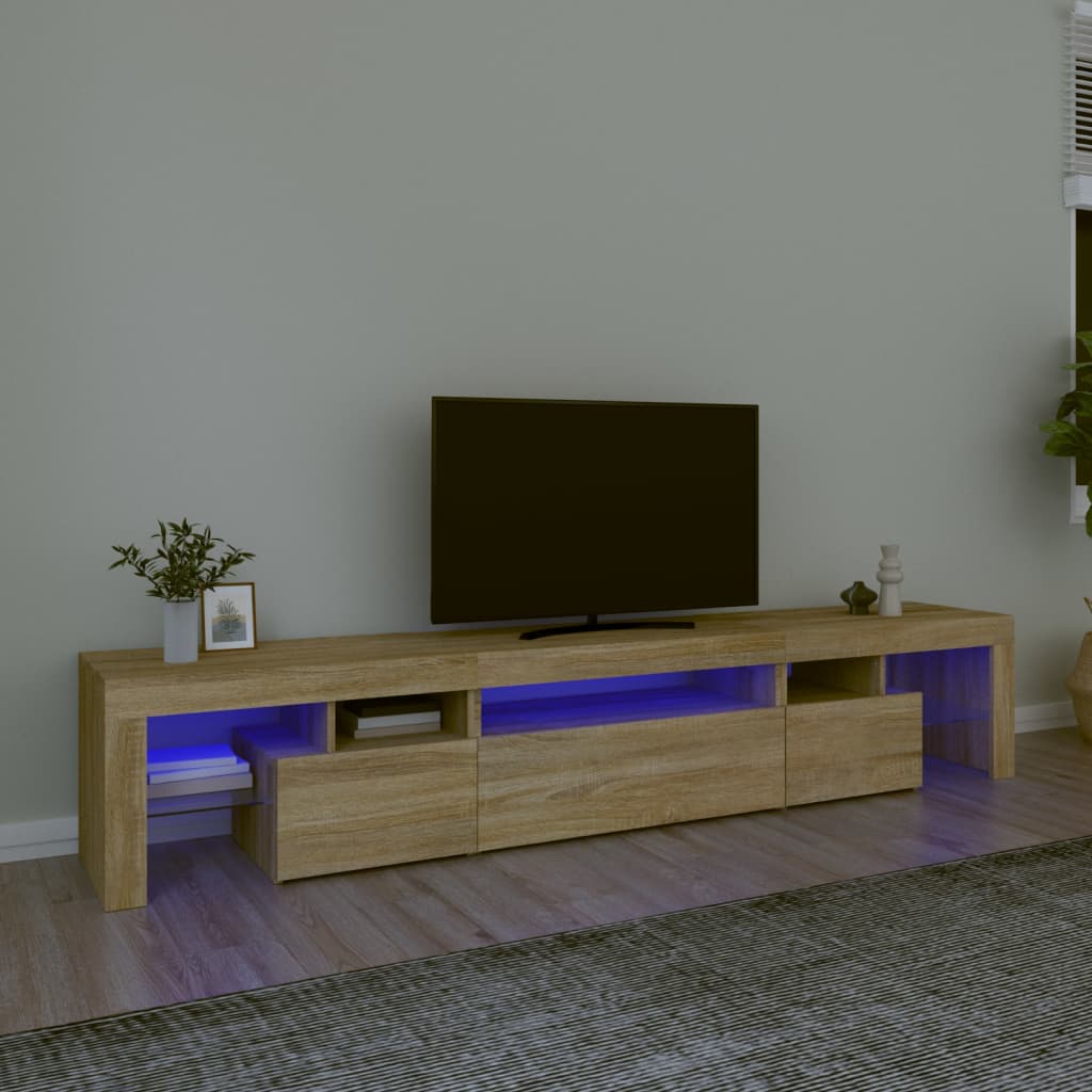 vidaXL TV Cabinet with LED Lights Sonoma Oak 215x36.5x40 cm