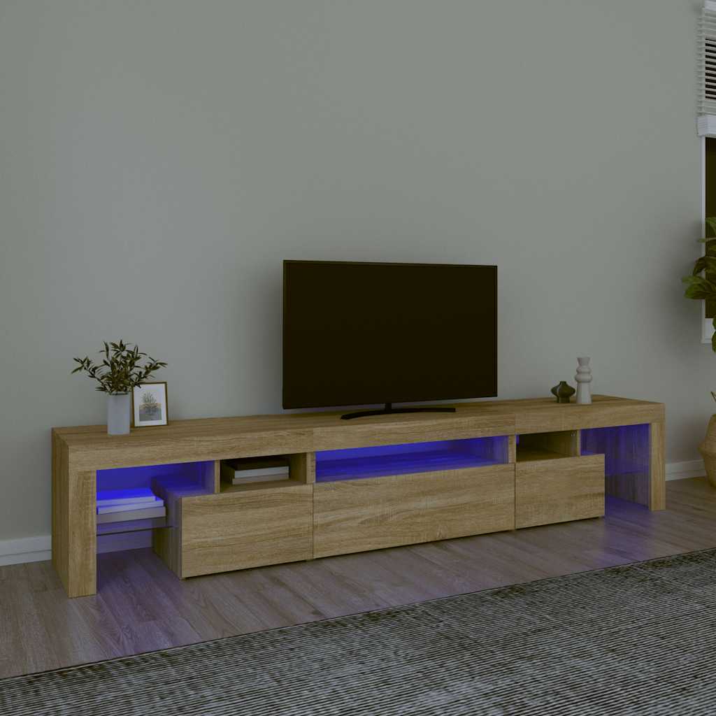 TV Cabinet with LED Lights Sonoma Oak 215x36,5x40 cm