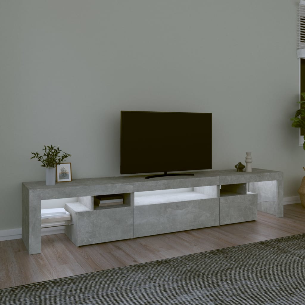 vidaXL TV Cabinet with LED Lights Concrete Grey 215x36.5x40 cm