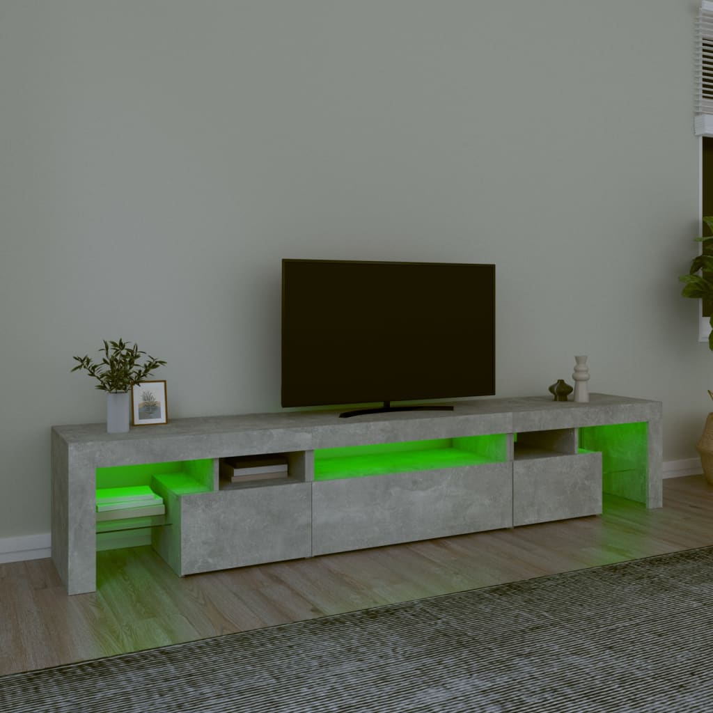 vidaXL TV Cabinet with LED Lights Concrete Grey 215x36.5x40 cm