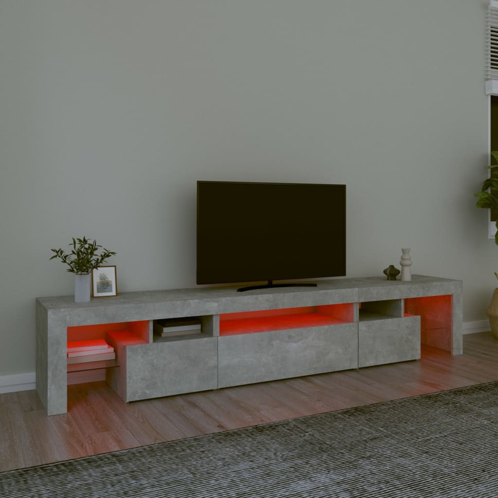 vidaXL TV Cabinet with LED Lights Concrete Grey 215x36.5x40 cm