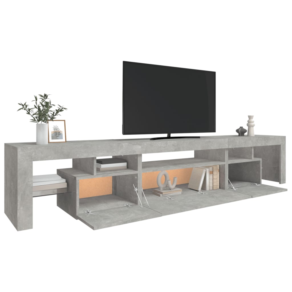 vidaXL TV Cabinet with LED Lights Concrete Grey 215x36.5x40 cm