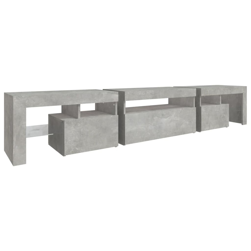 vidaXL TV Cabinet with LED Lights Concrete Grey 215x36.5x40 cm