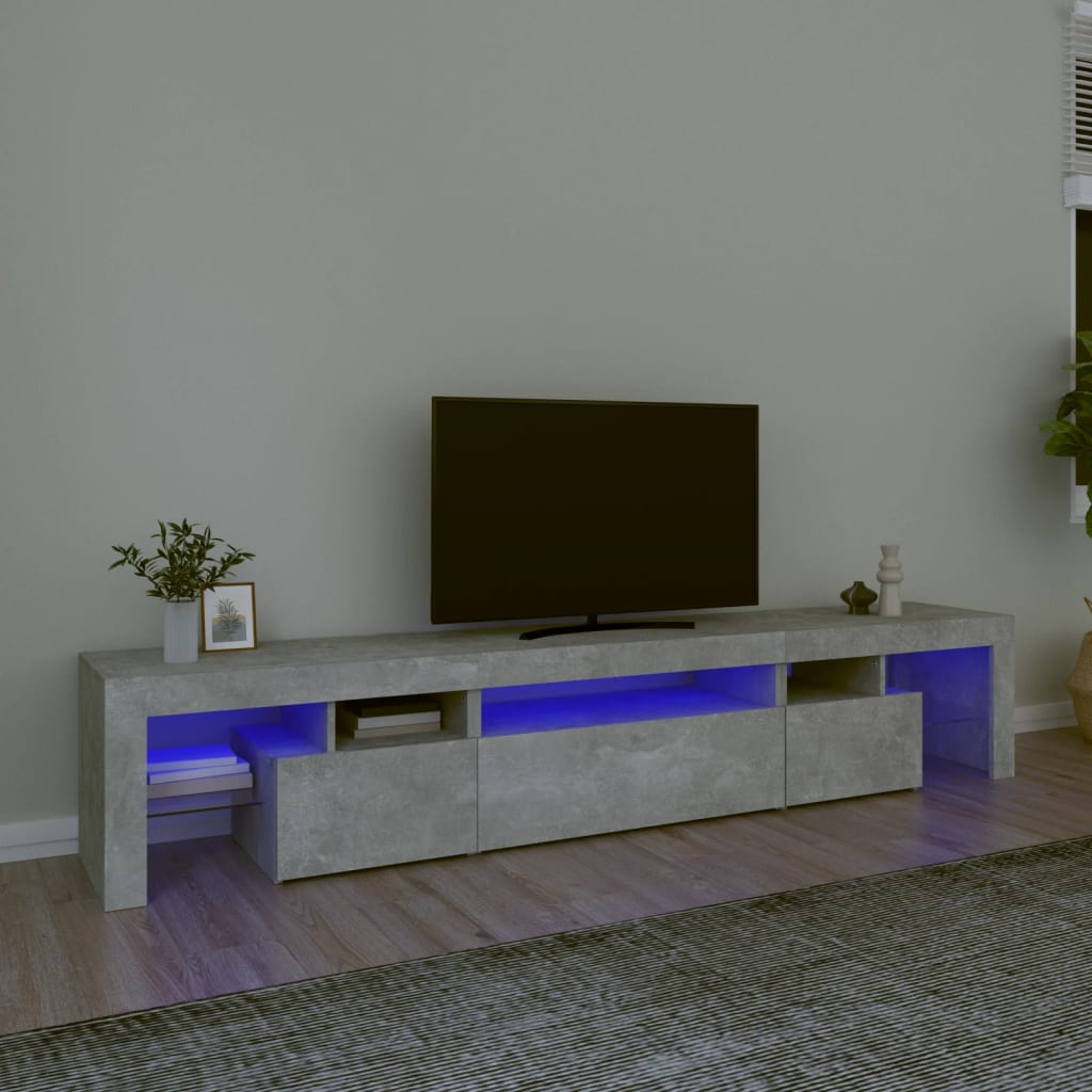 vidaXL TV Cabinet with LED Lights Concrete Grey 215x36.5x40 cm