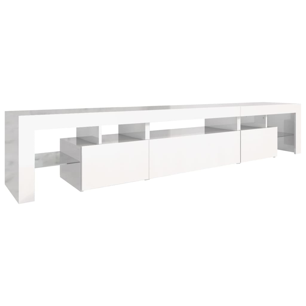 vidaXL TV Cabinet with LED Lights High Gloss White 215x36.5x40 cm