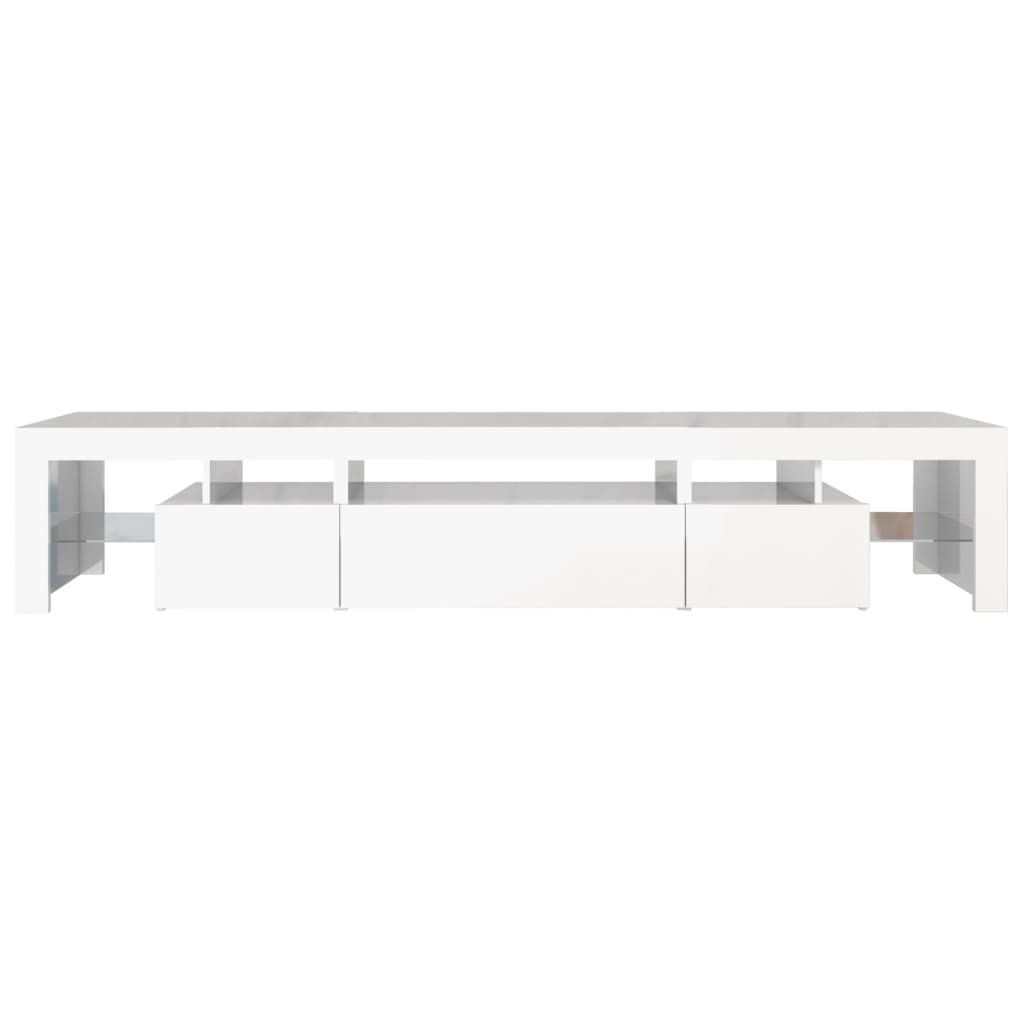 vidaXL TV Cabinet with LED Lights High Gloss White 215x36.5x40 cm