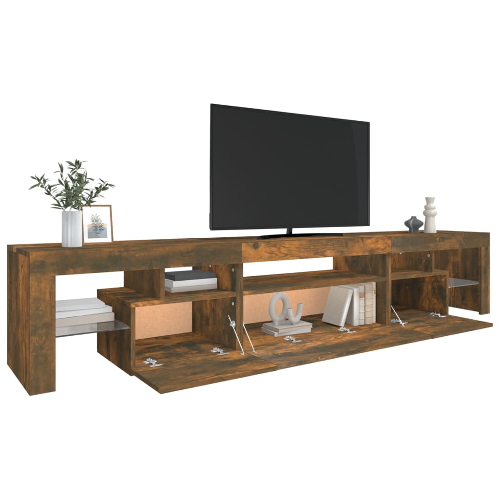 vidaXL TV Cabinet with LED Lights Smoked Oak 215x36.5x40 cm