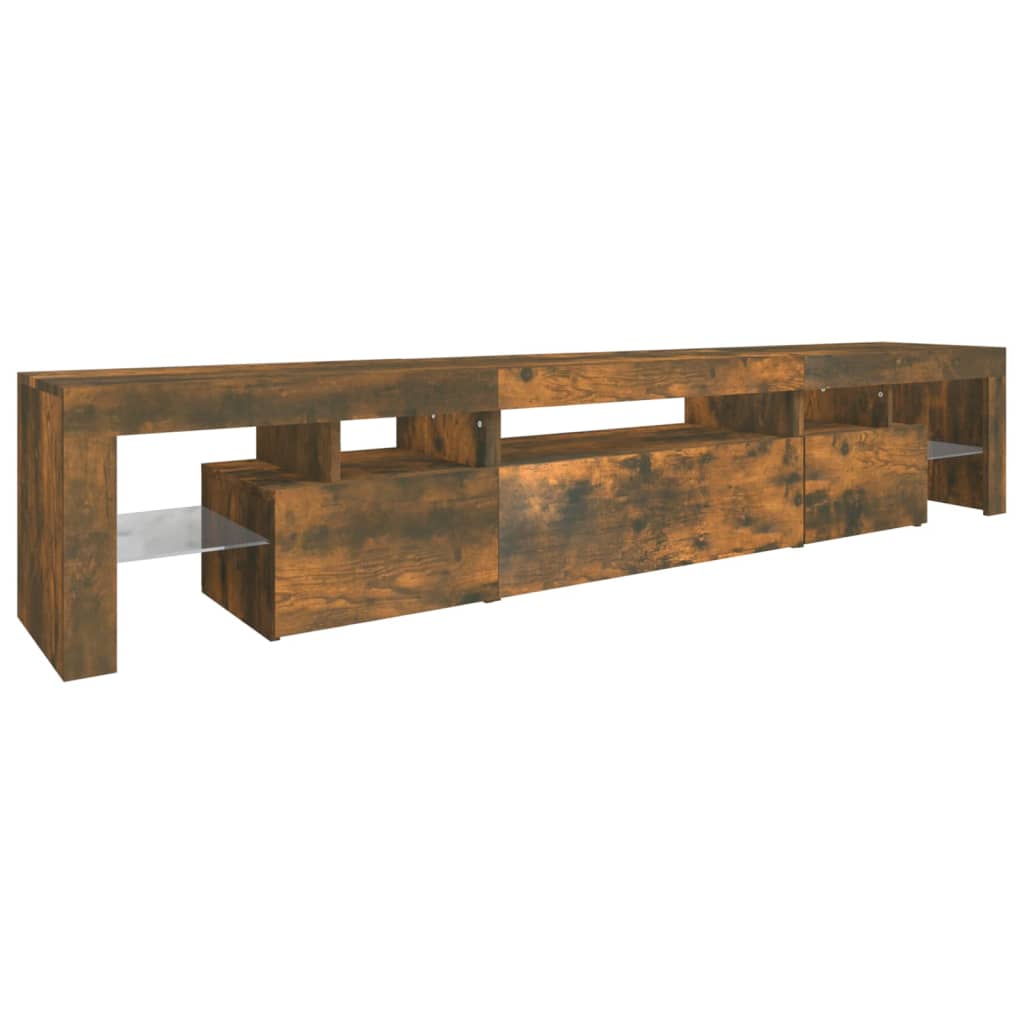 vidaXL TV Cabinet with LED Lights Smoked Oak 215x36.5x40 cm