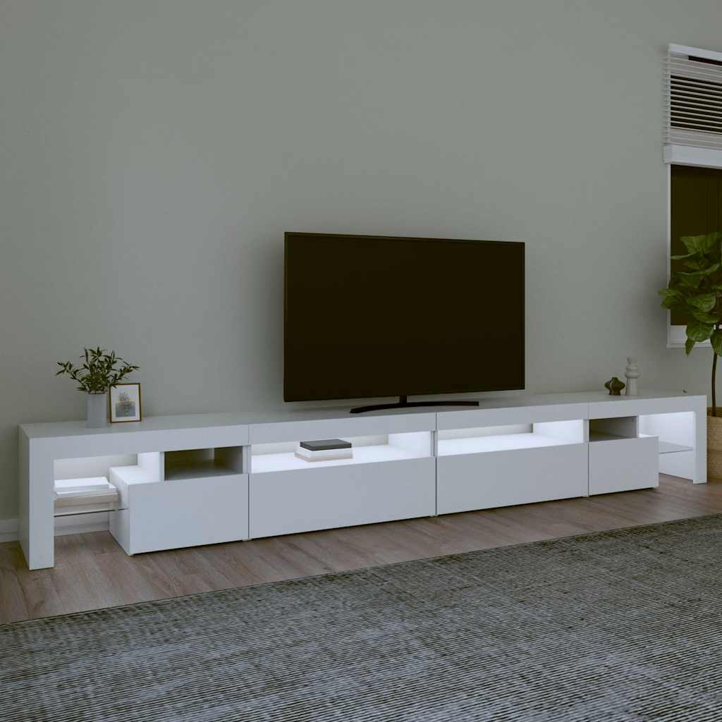 TV Cabinet with LED Lights White 290x36,5x40 cm