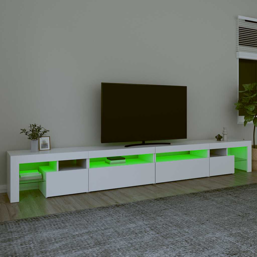 TV Cabinet with LED Lights White 290x36,5x40 cm