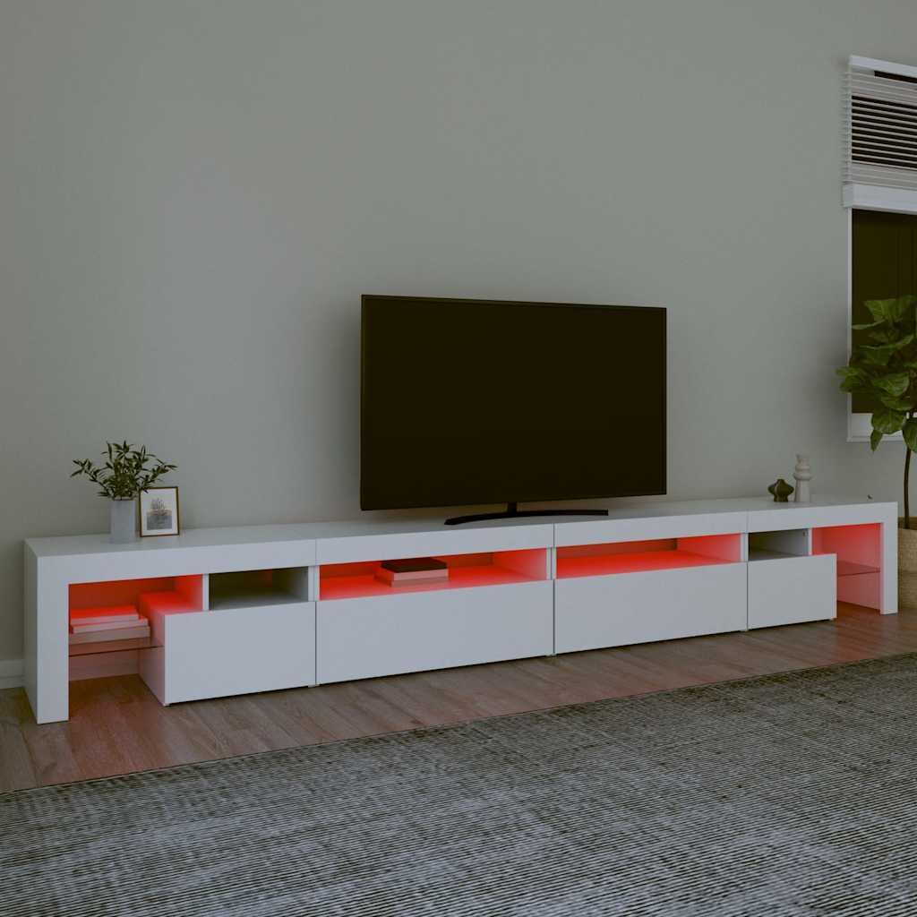 TV Cabinet with LED Lights White 290x36,5x40 cm