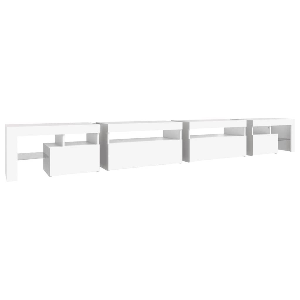TV Cabinet with LED Lights White 290x36,5x40 cm