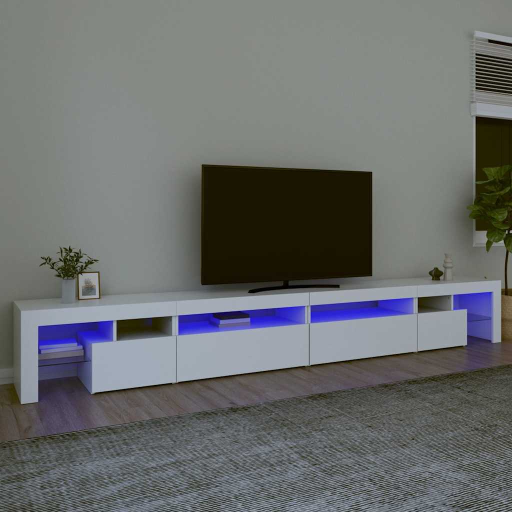 TV Cabinet with LED Lights White 290x36,5x40 cm