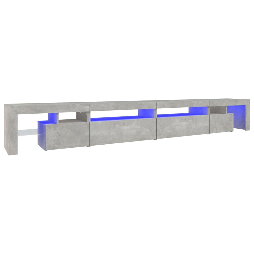 vidaXL TV Cabinet with LED Lights Concrete Grey 290x36.5x40 cm