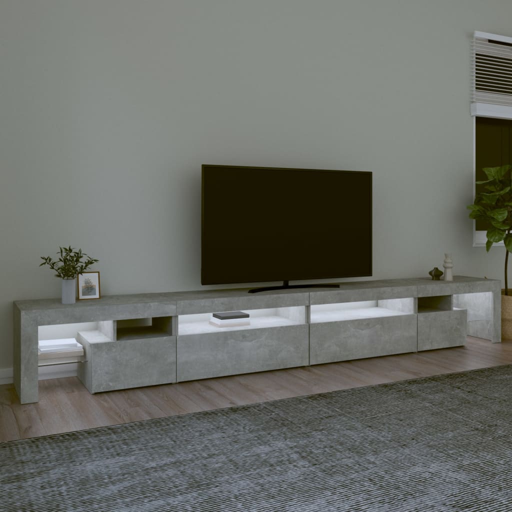 vidaXL TV Cabinet with LED Lights Concrete Grey 290x36.5x40 cm