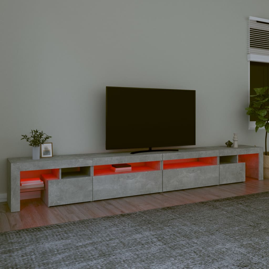 vidaXL TV Cabinet with LED Lights Concrete Grey 290x36.5x40 cm