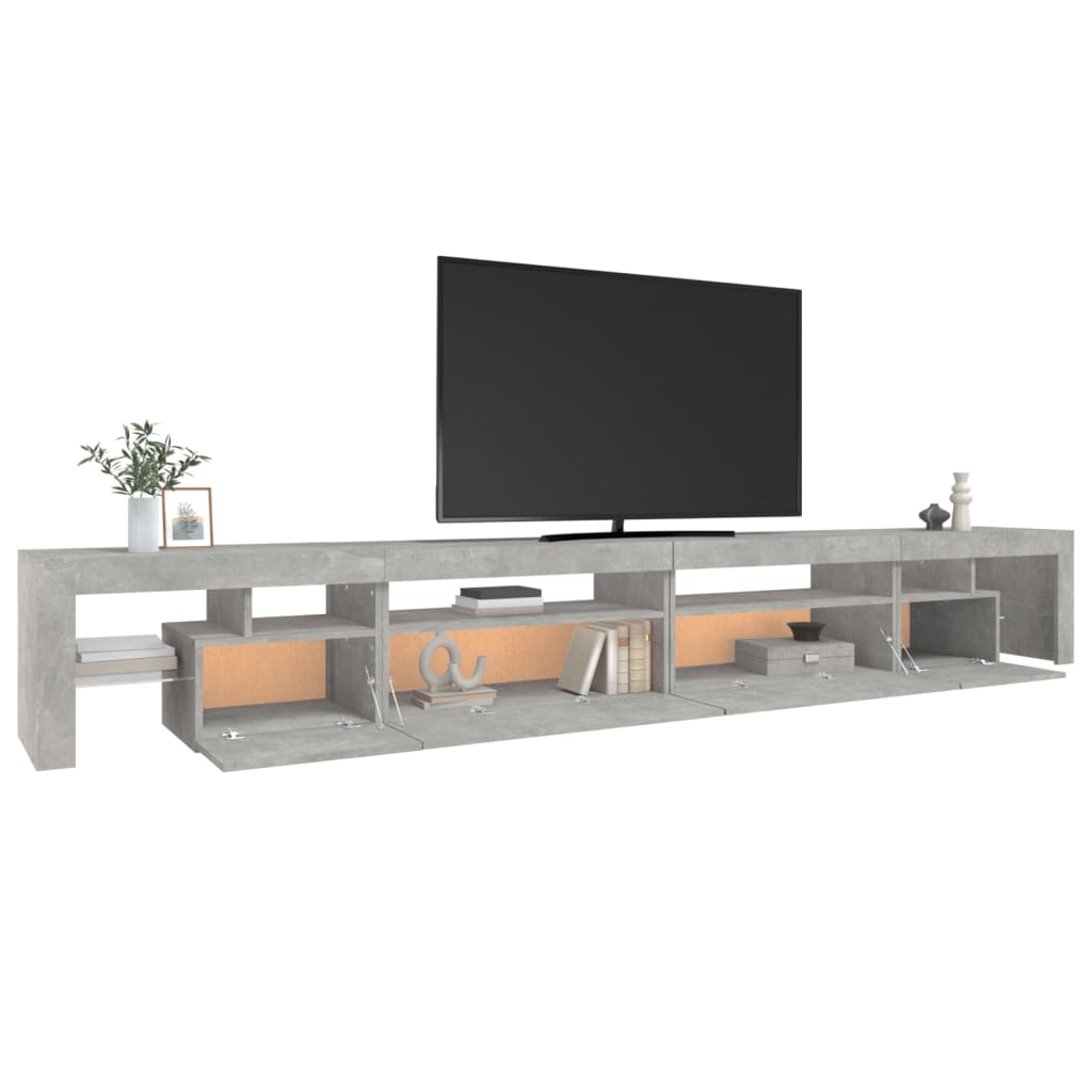 vidaXL TV Cabinet with LED Lights Concrete Grey 290x36.5x40 cm