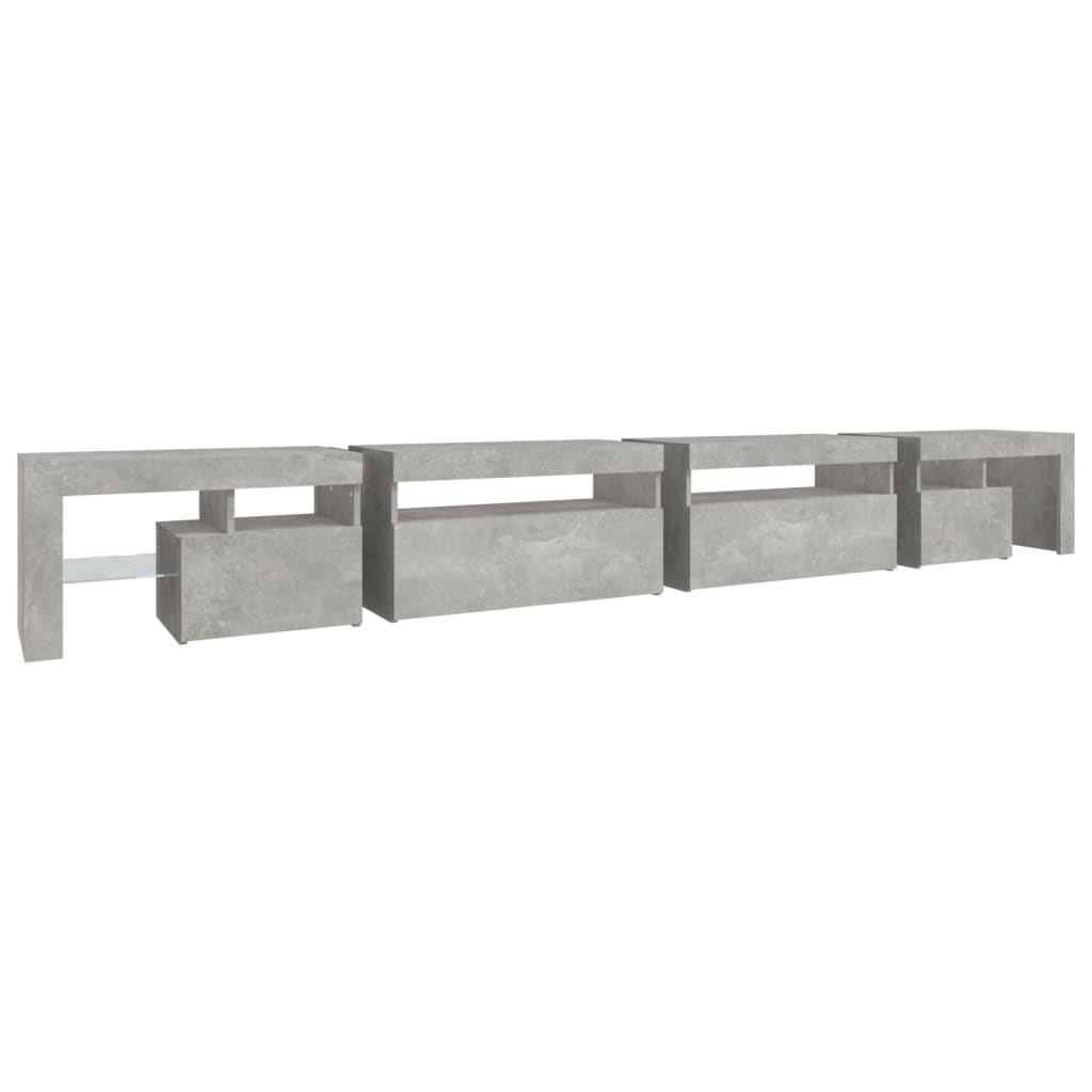 vidaXL TV Cabinet with LED Lights Concrete Grey 290x36.5x40 cm