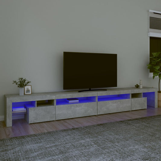 vidaXL TV Cabinet with LED Lights Concrete Grey 290x36.5x40 cm