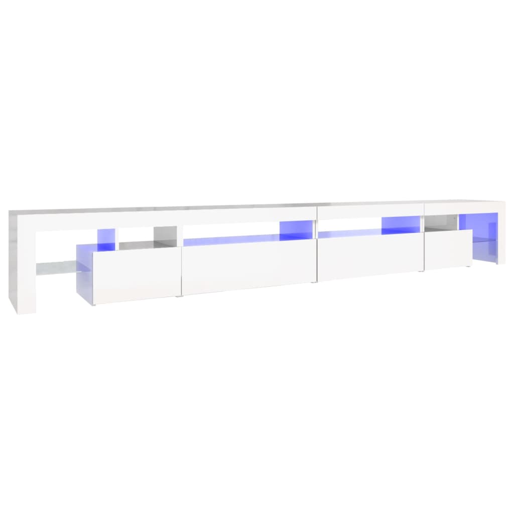 vidaXL TV Cabinet with LED Lights High Gloss White 290x36.5x40 cm