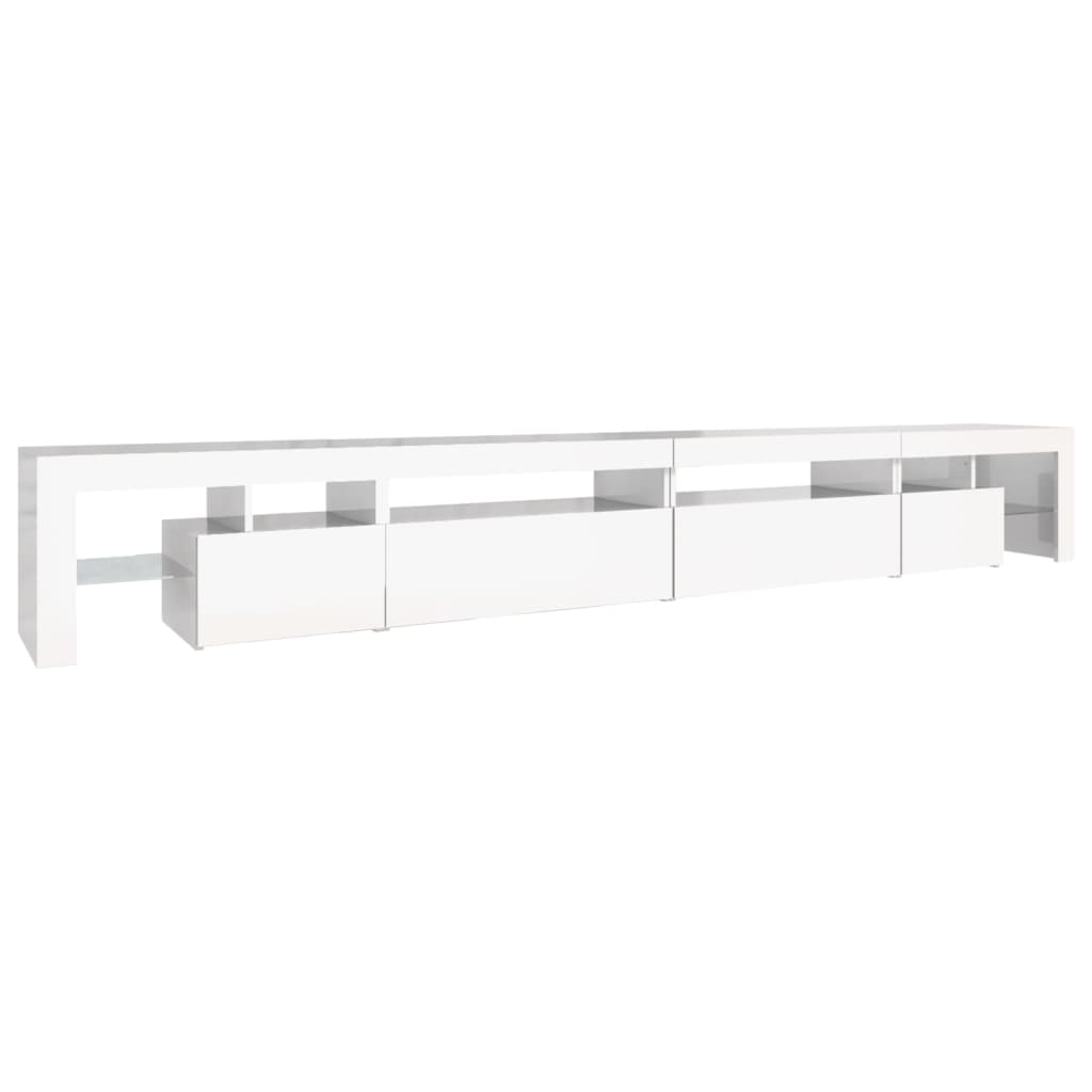 vidaXL TV Cabinet with LED Lights High Gloss White 290x36.5x40 cm