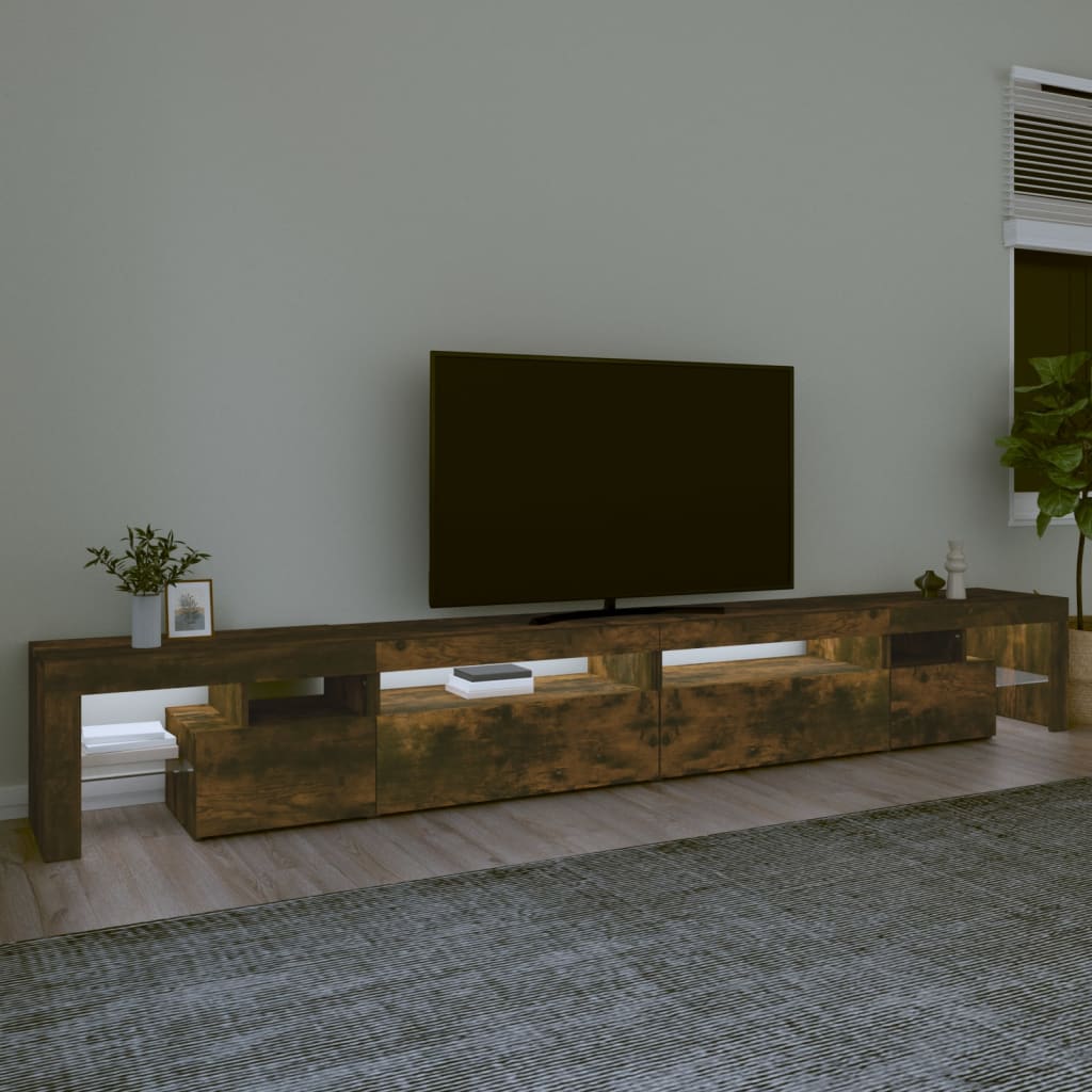 vidaXL TV Cabinet with LED Lights Smoked Oak 290x36.5x40 cm