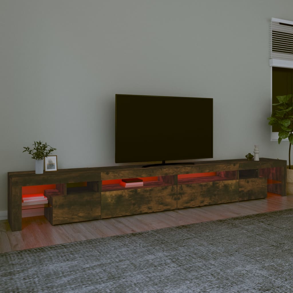 vidaXL TV Cabinet with LED Lights Smoked Oak 290x36.5x40 cm