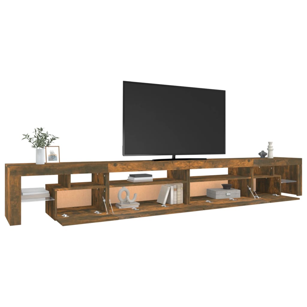 vidaXL TV Cabinet with LED Lights Smoked Oak 290x36.5x40 cm