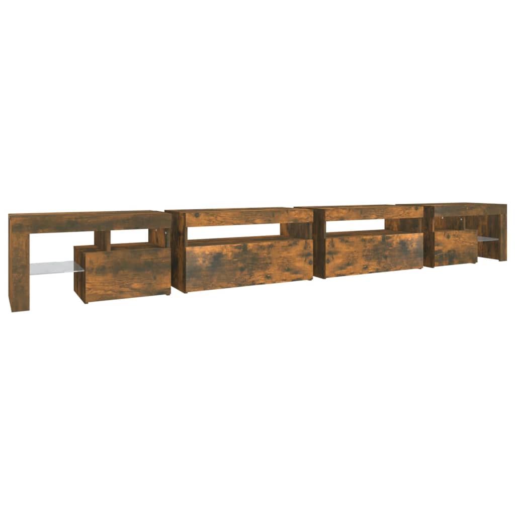 vidaXL TV Cabinet with LED Lights Smoked Oak 290x36.5x40 cm