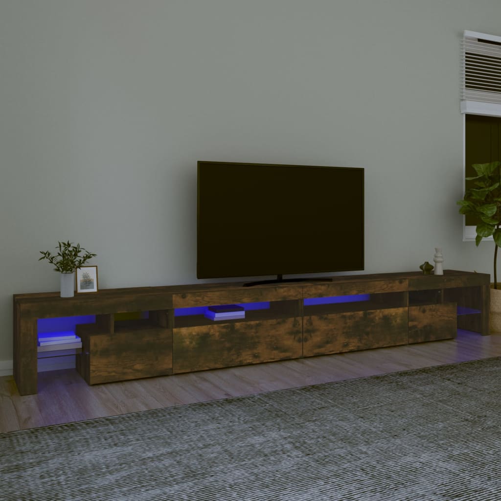 vidaXL TV Cabinet with LED Lights Smoked Oak 290x36.5x40 cm