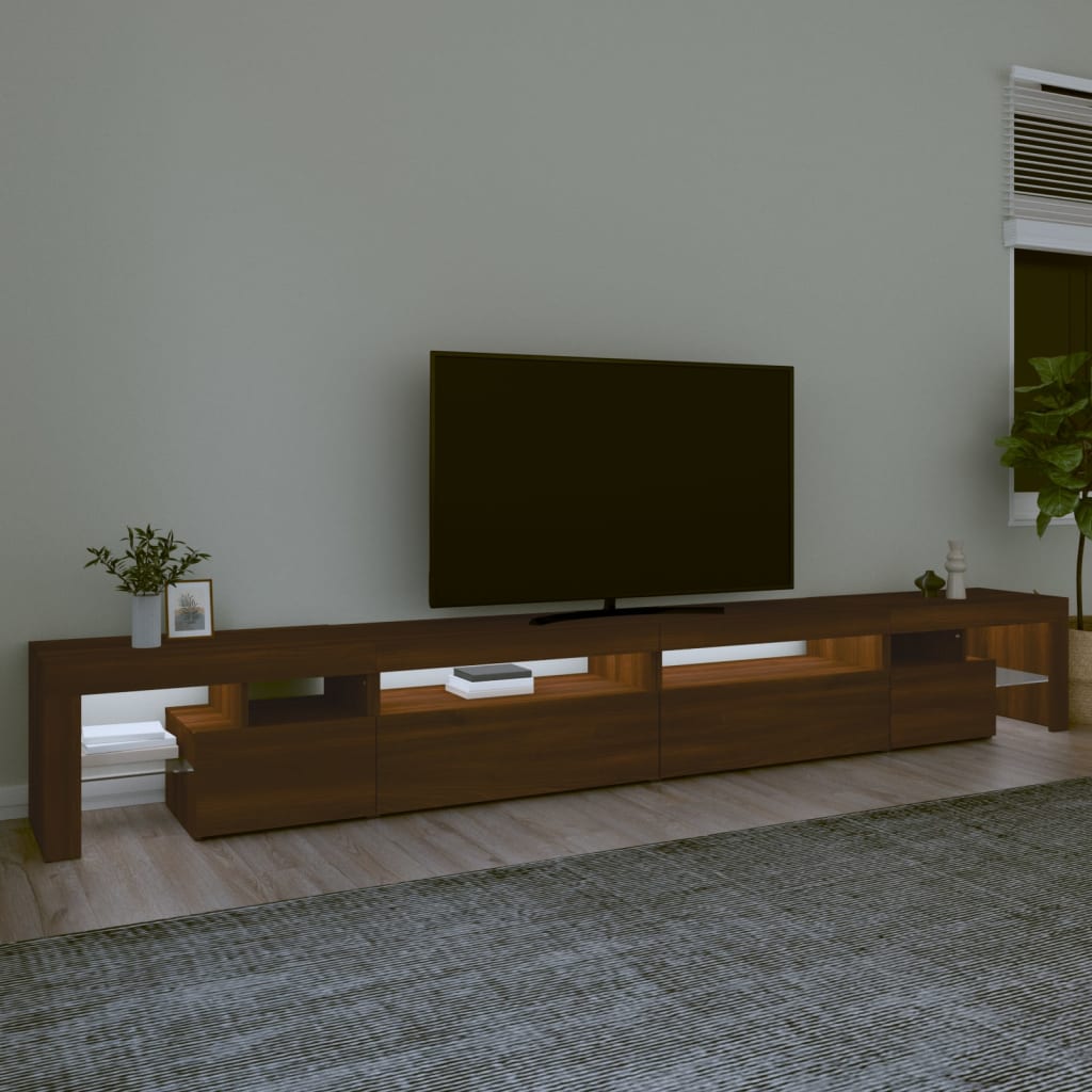 vidaXL TV Cabinet with LED Lights Brown Oak 290x36.5x40 cm