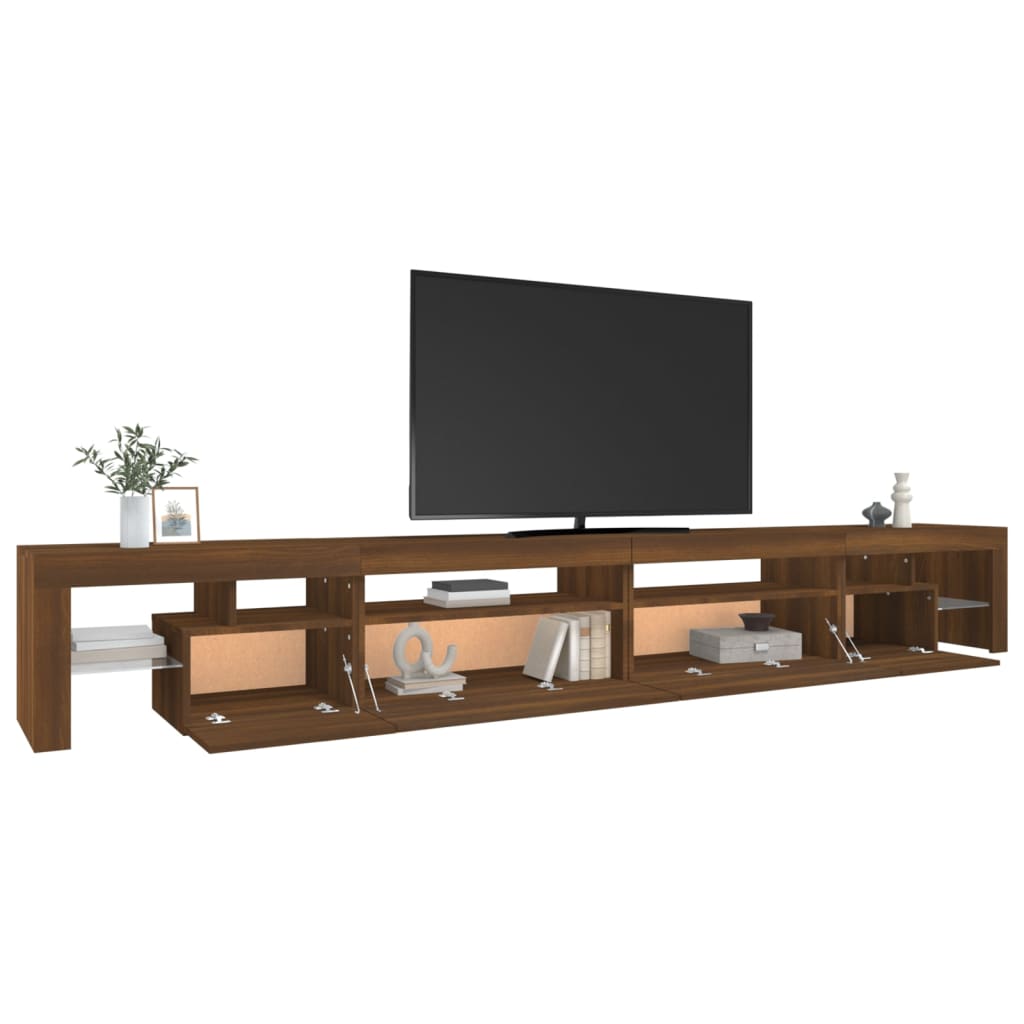 vidaXL TV Cabinet with LED Lights Brown Oak 290x36.5x40 cm