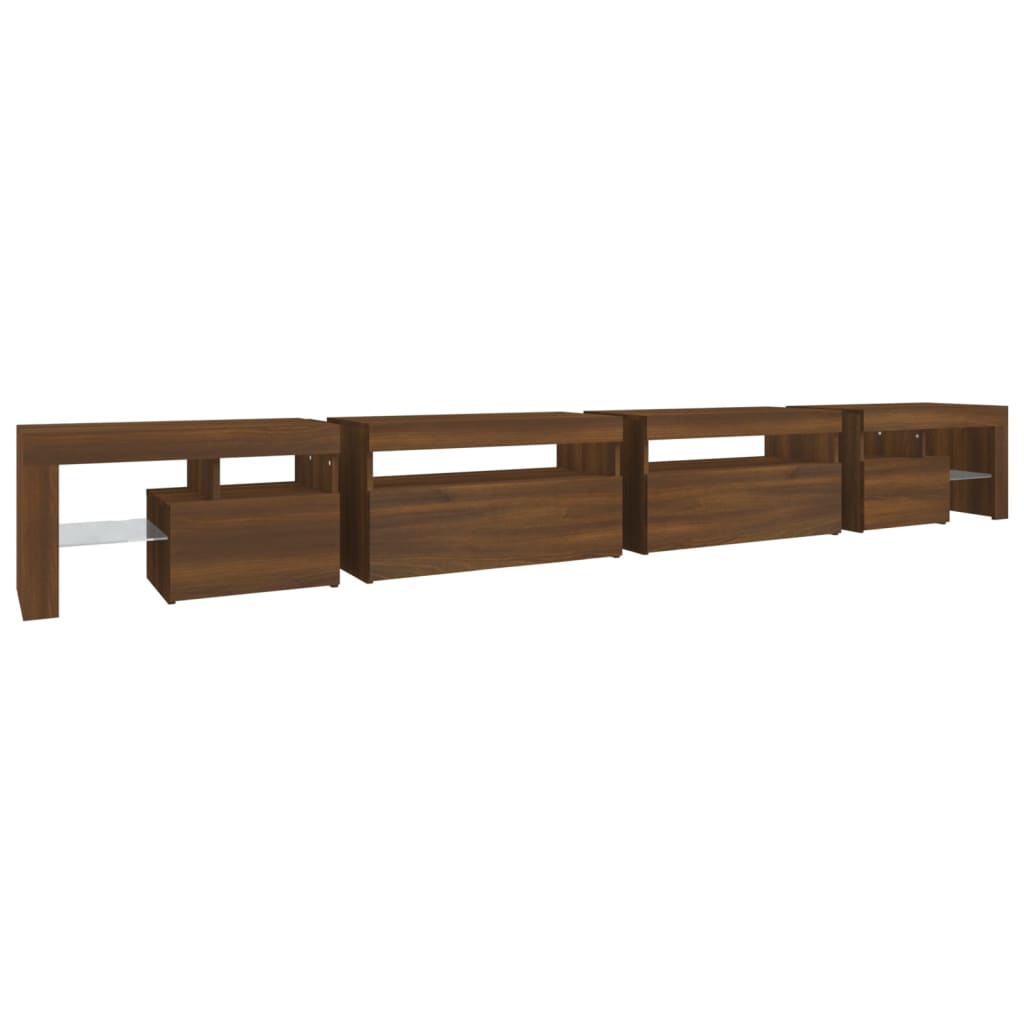 vidaXL TV Cabinet with LED Lights Brown Oak 290x36.5x40 cm