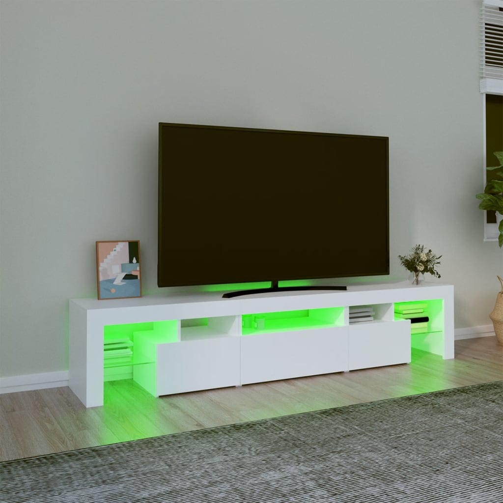 vidaXL TV Cabinet with LED Lights White 200x36.5x40 cm