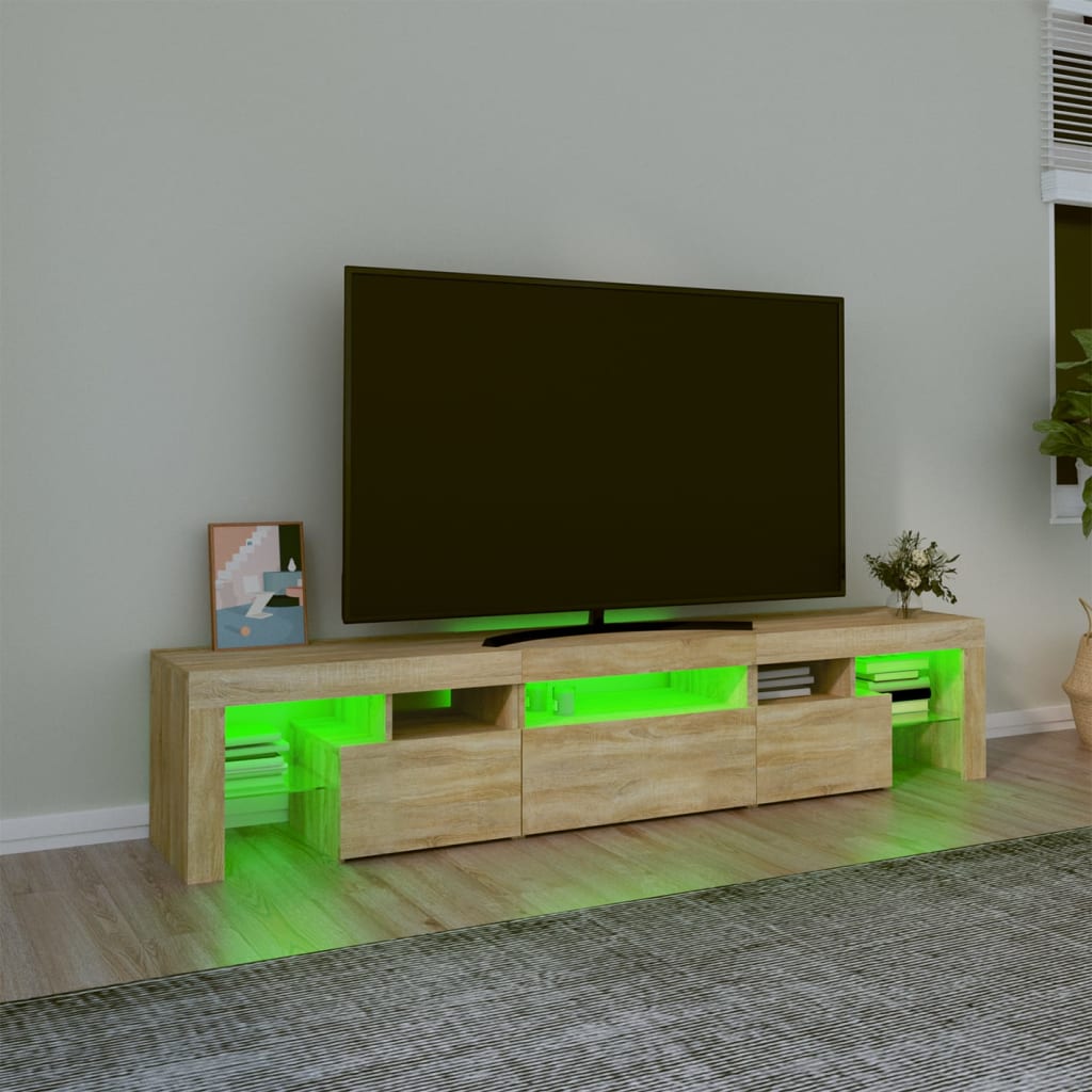 vidaXL TV Cabinet with LED Lights Sonoma Oak 200x36.5x40 cm