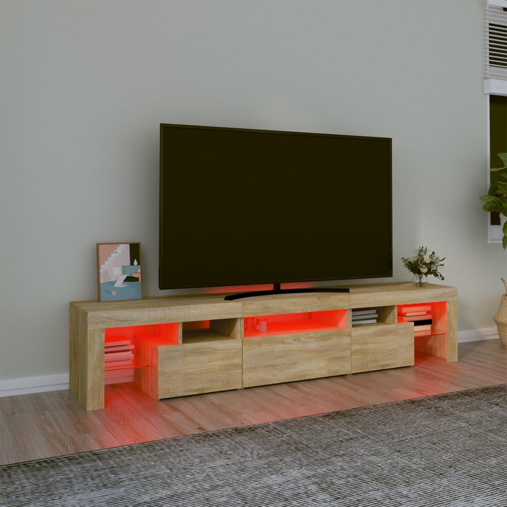 vidaXL TV Cabinet with LED Lights Sonoma Oak 200x36.5x40 cm