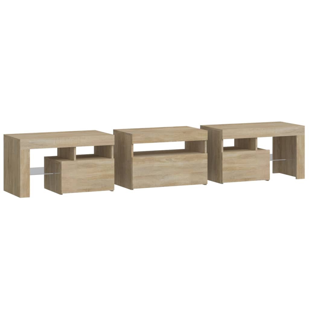 vidaXL TV Cabinet with LED Lights Sonoma Oak 200x36.5x40 cm