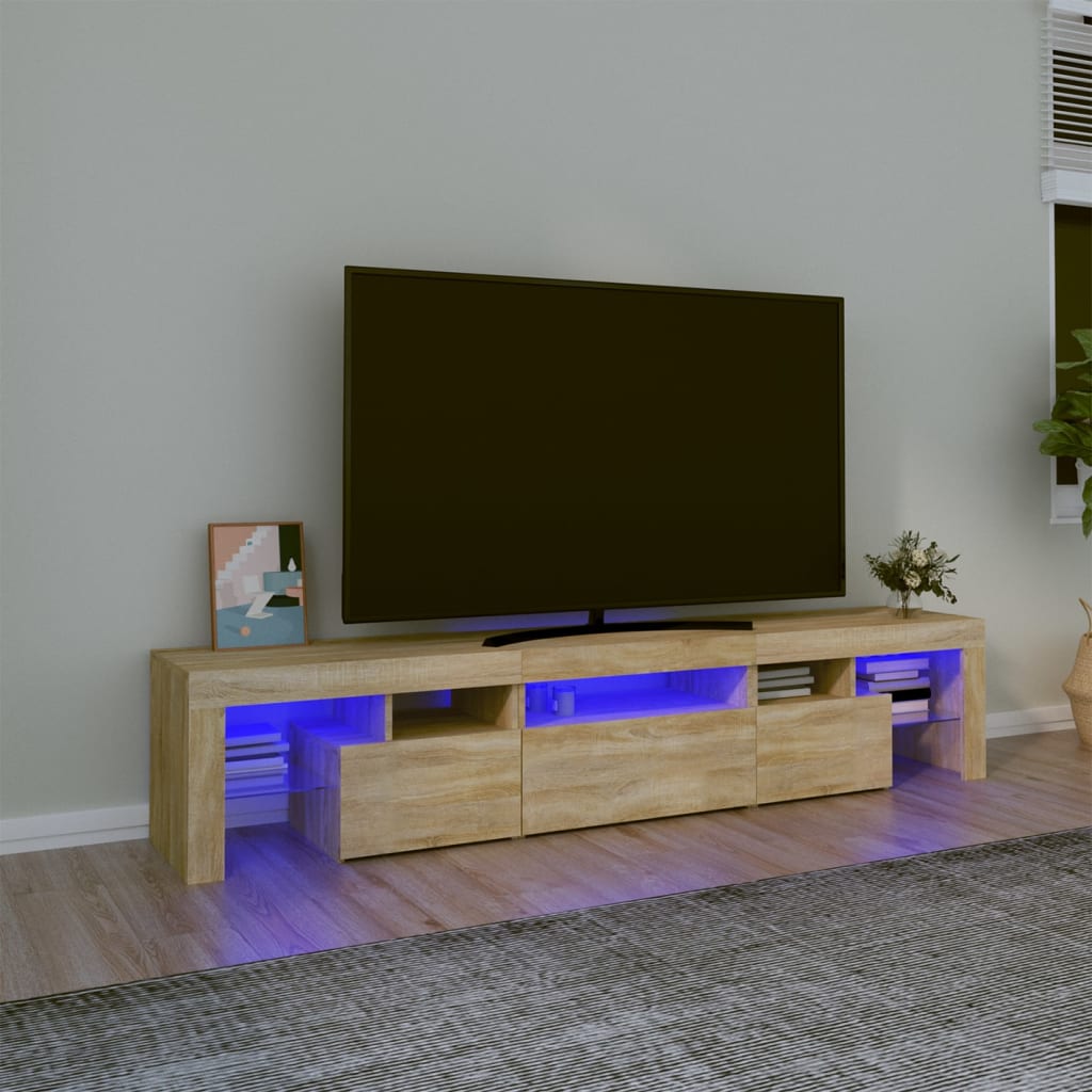 vidaXL TV Cabinet with LED Lights Sonoma Oak 200x36.5x40 cm