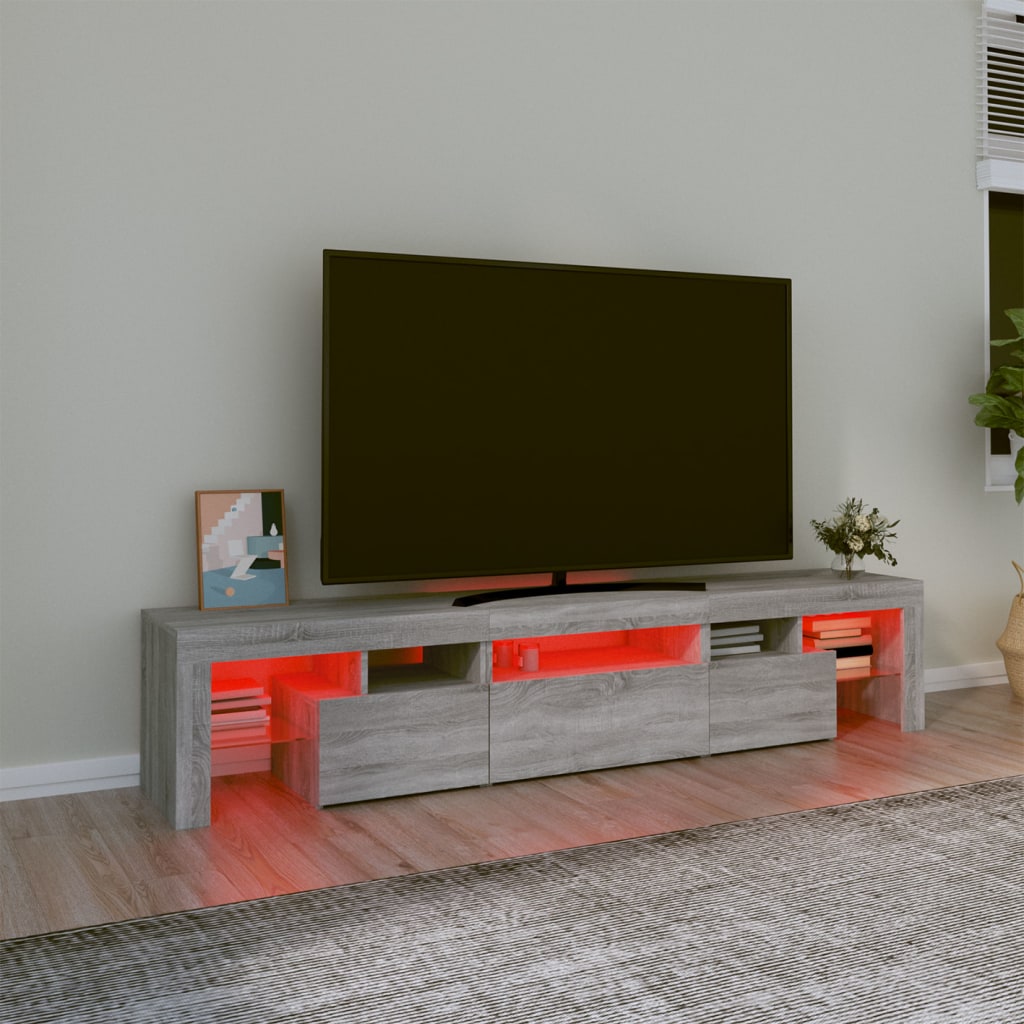 vidaXL TV Cabinet with LED Lights Grey Sonoma 200x36.5x40 cm