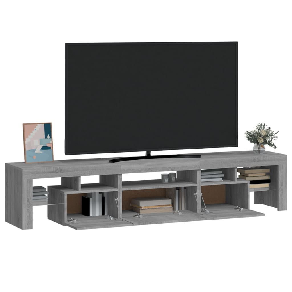 vidaXL TV Cabinet with LED Lights Grey Sonoma 200x36.5x40 cm