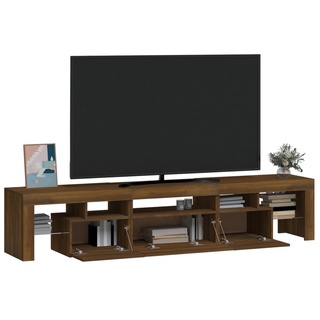 vidaXL TV Cabinet with LED Lights Brown Oak 200x36.5x40 cm