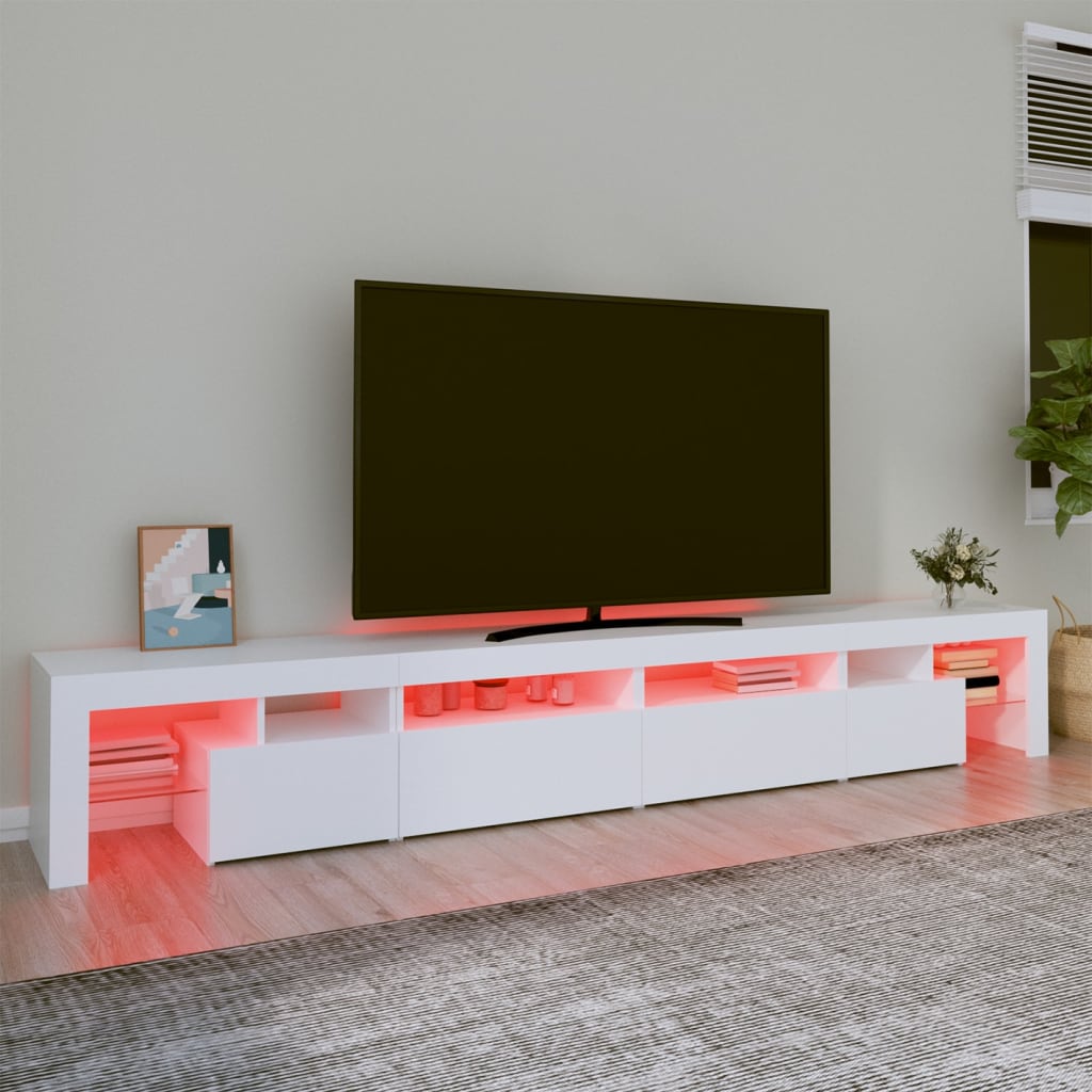 vidaXL TV Cabinet with LED Lights White 260x36.5x40 cm