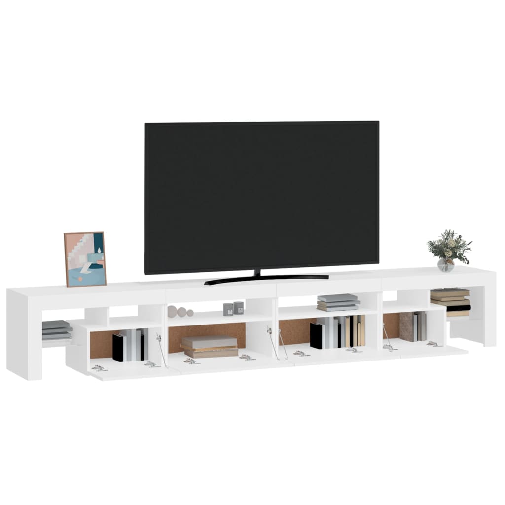 vidaXL TV Cabinet with LED Lights White 260x36.5x40 cm