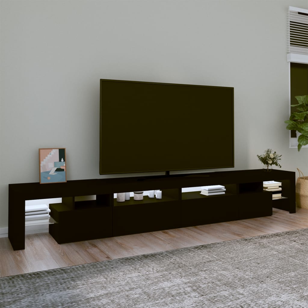 vidaXL TV Cabinet with LED Lights Black 260x36.5x40 cm