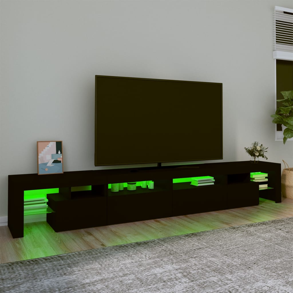 vidaXL TV Cabinet with LED Lights Black 260x36.5x40 cm